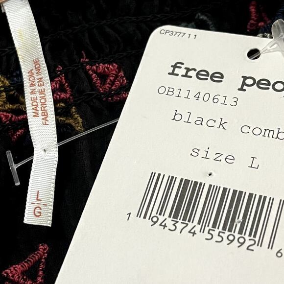 Free People NWT Mykonos Embroidered Open Front Duster Dress Black Women's Large - Picture 12 of 12